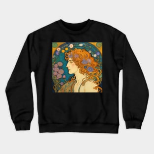 Handsome Man With Long Hair And Flowers Crewneck Sweatshirt